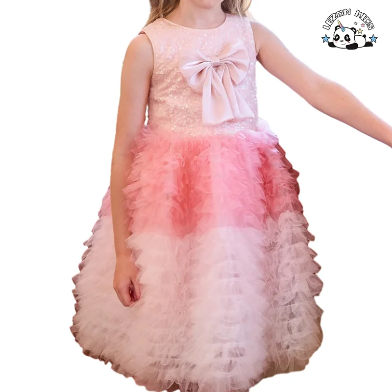 LEZONKIDS - Customizable Princess Latest Design Sleeveless Sequin Dress Beautiful Flower Girls Dress